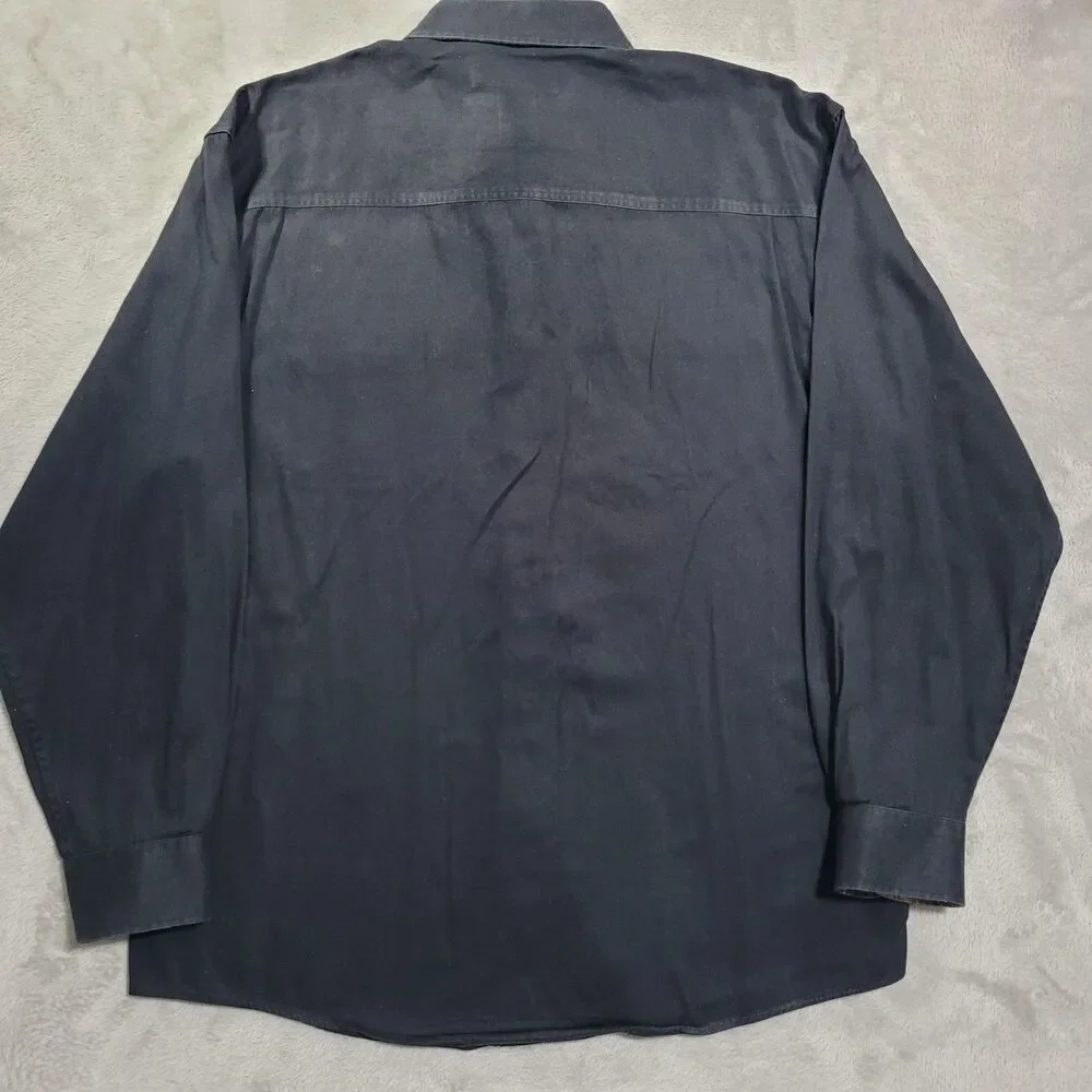 Remington Shirt Mens Large Black Long Sleeve Button Down Twill Hunting Camo
